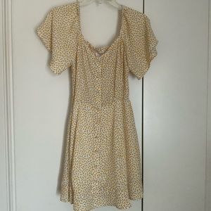 Ditsy Floral White & Yellow Mini Dress